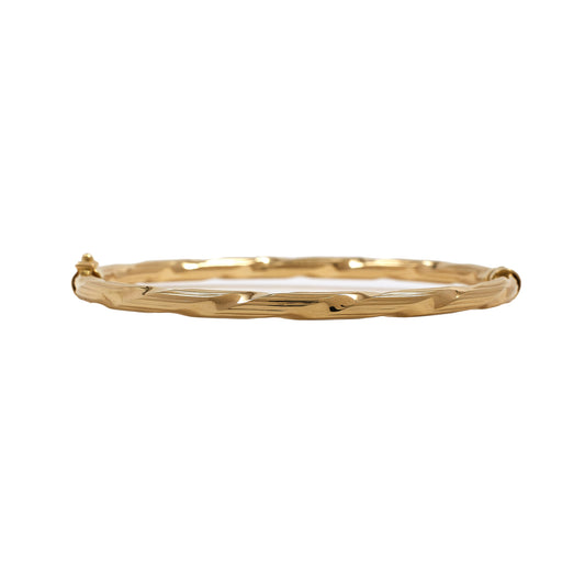 Pre-Owned 9ct Yellow Gold Twist Hinged Bangle