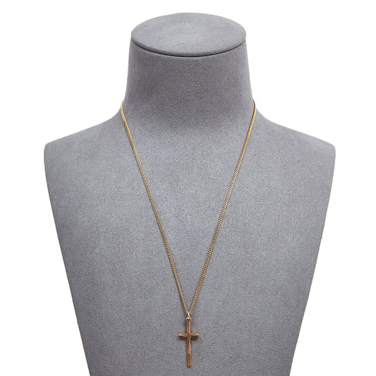 Pre-Owned 9ct Gold Religious Cross 16 Inch Curb Necklace
