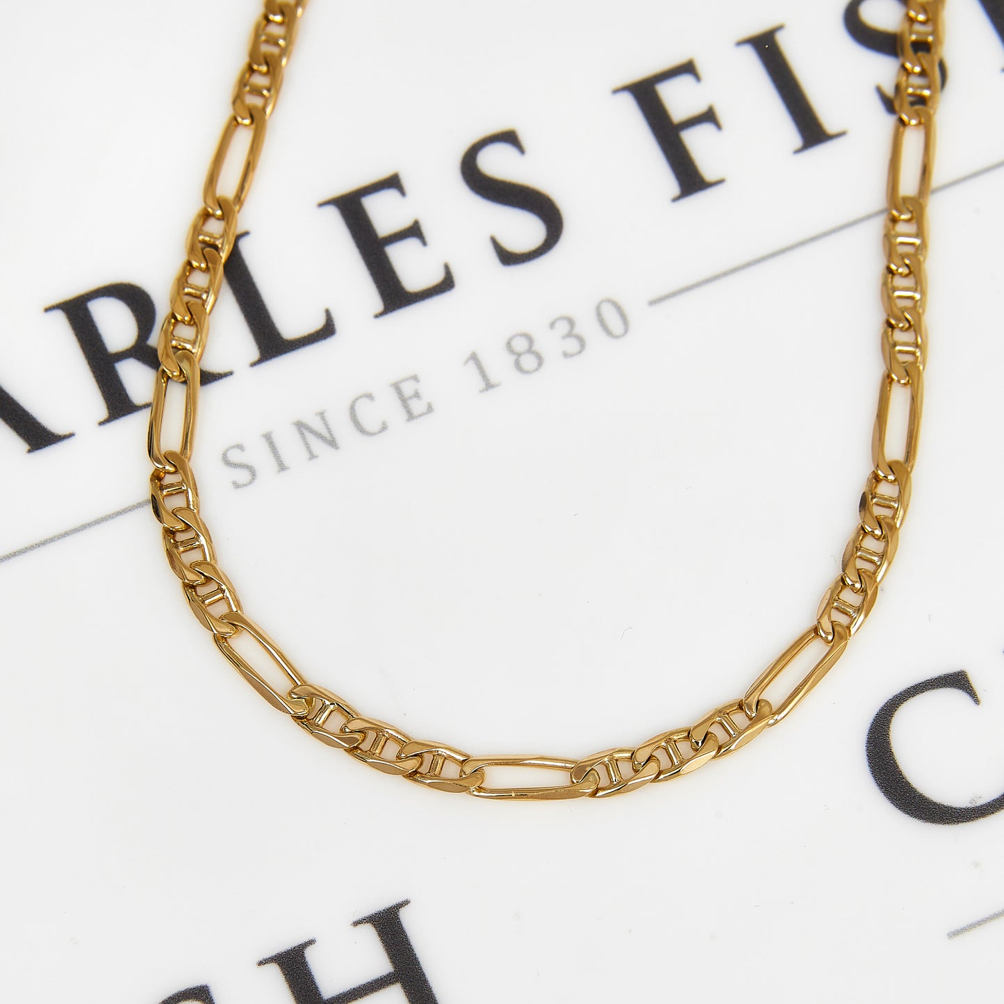 Pre-Owned 9ct Gold Figaro & Anchor Link Chain Necklace