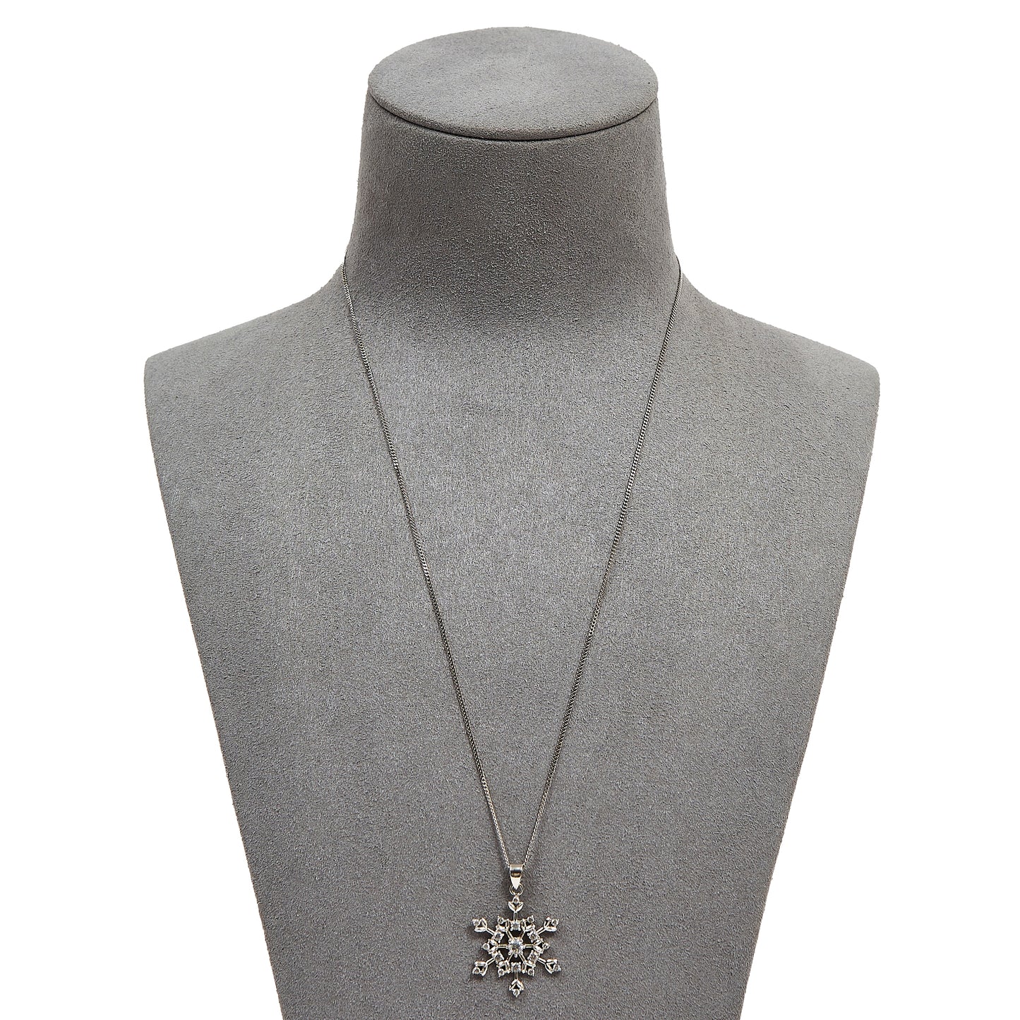 Pre-Owned 9ct Gold Cubic Zirconia Snowflake Pendant Necklace