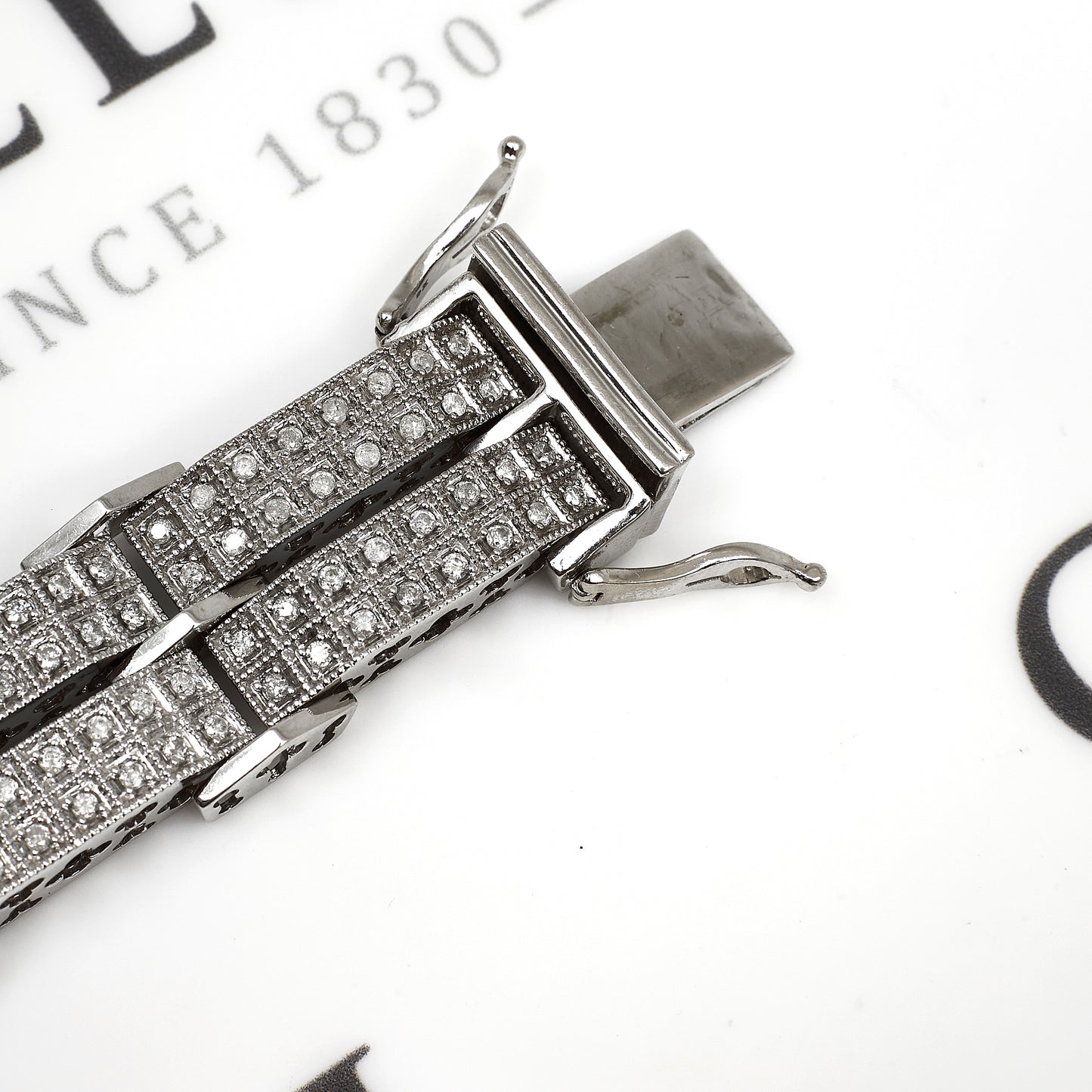 Pre-Owned 9ct White Gold Multi Diamond Panel Bracelet
