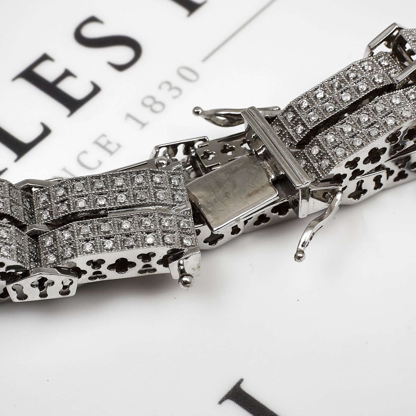 Pre-Owned 9ct White Gold Multi Diamond Panel Bracelet