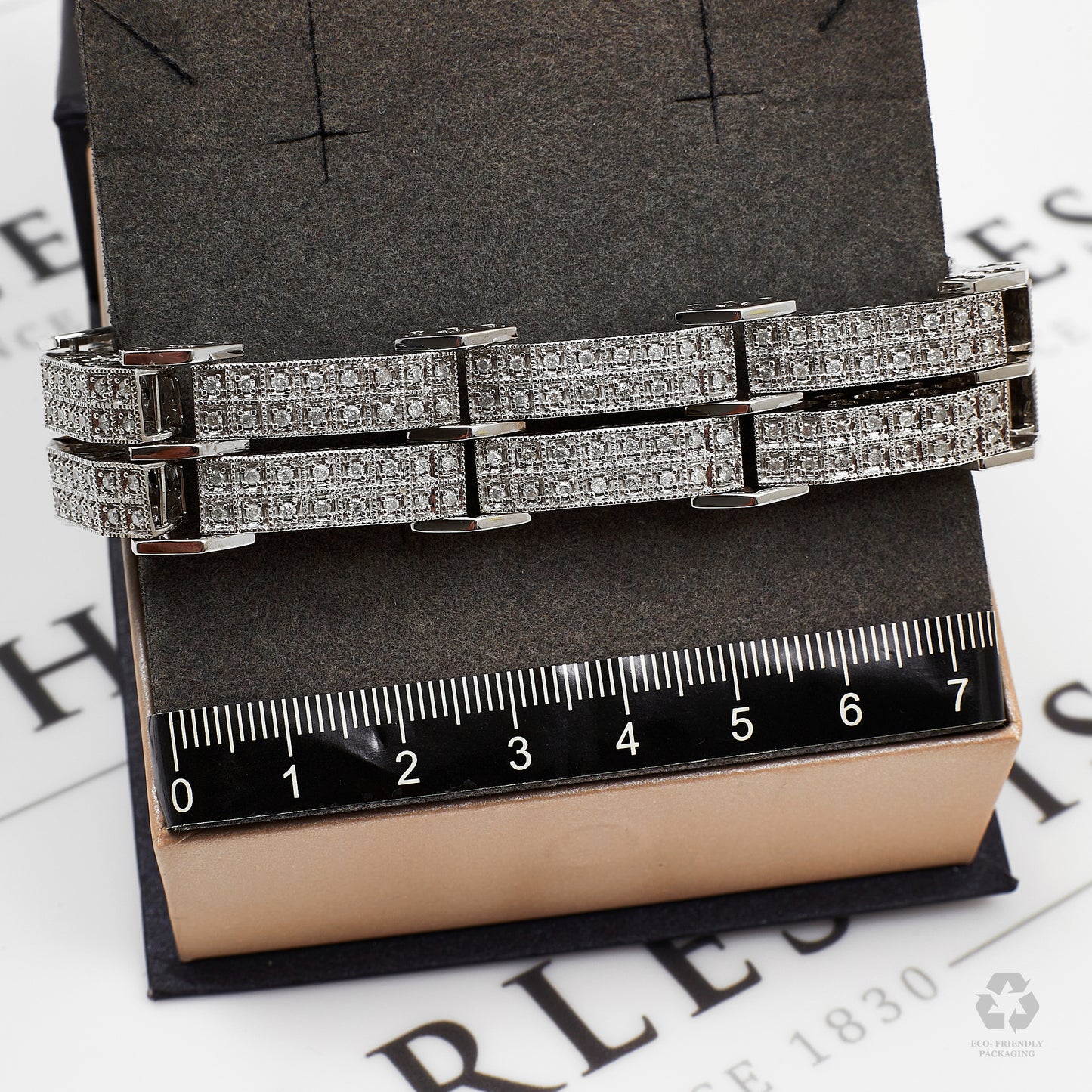 Pre-Owned 9ct White Gold Multi Diamond Panel Bracelet