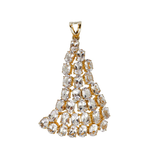 Pre-Owned 9ct Gold CZ Abstract Design Pendant