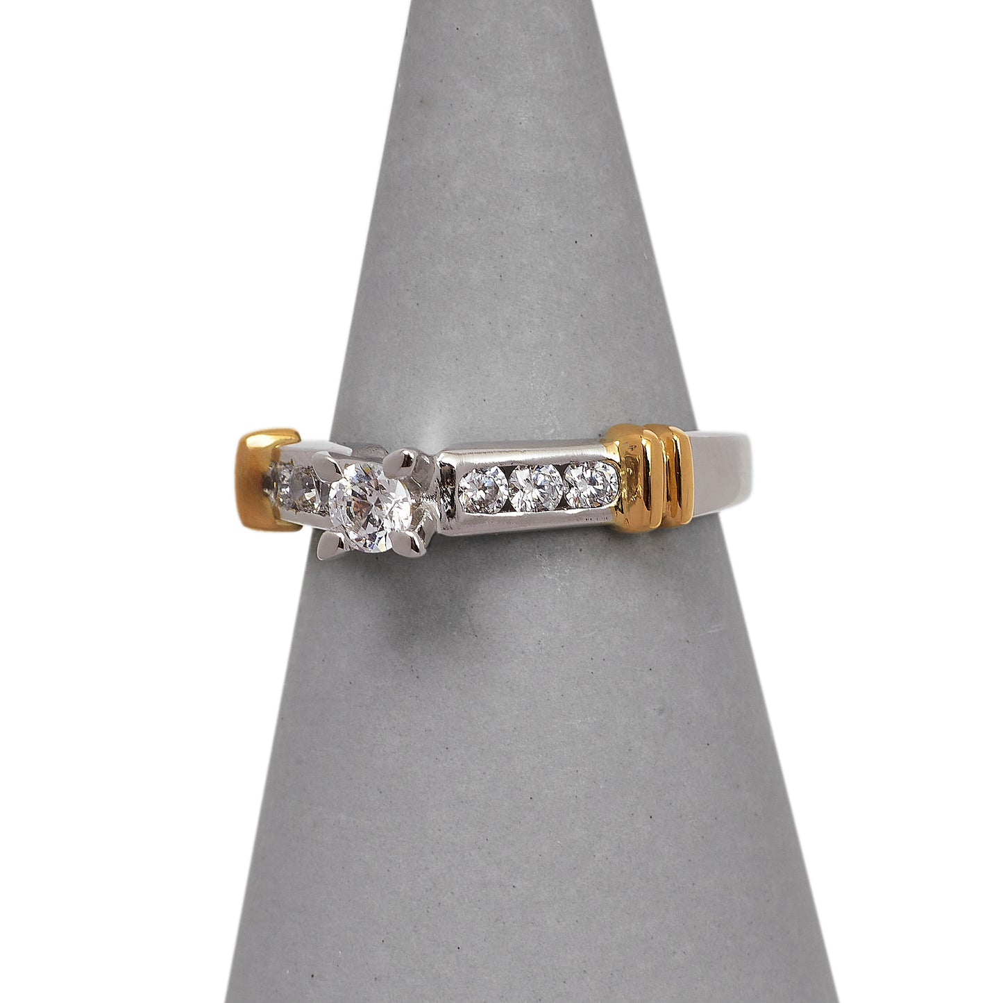 Pre-Owned 18ct White & Yellow Gold CZ Dress Ring