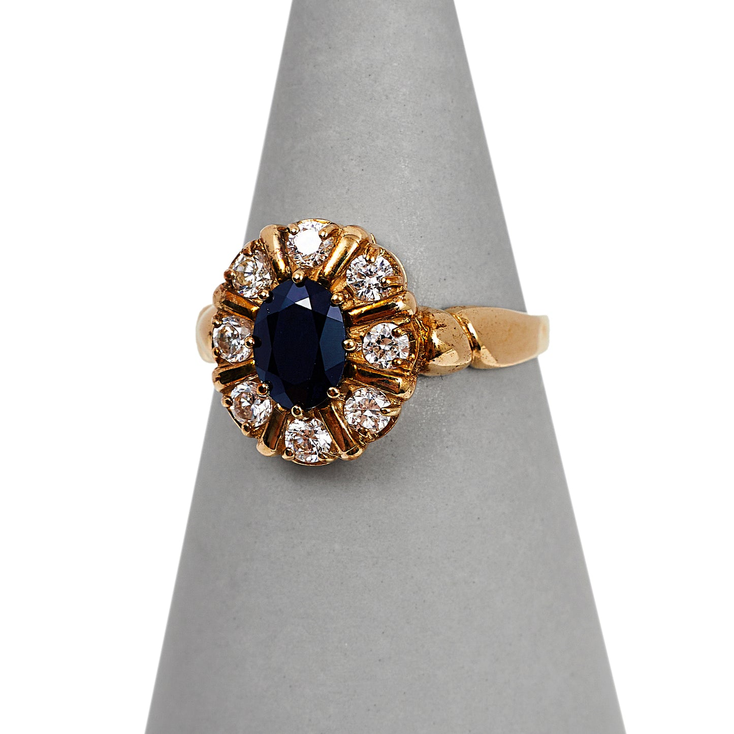 Pre-Owned 9ct Gold Sapphire & CZ Dress Ring