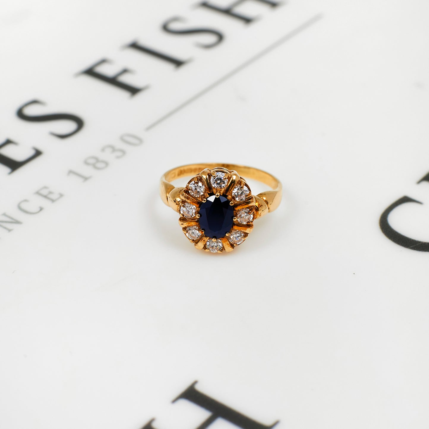 Pre-Owned 9ct Gold Sapphire & CZ Dress Ring