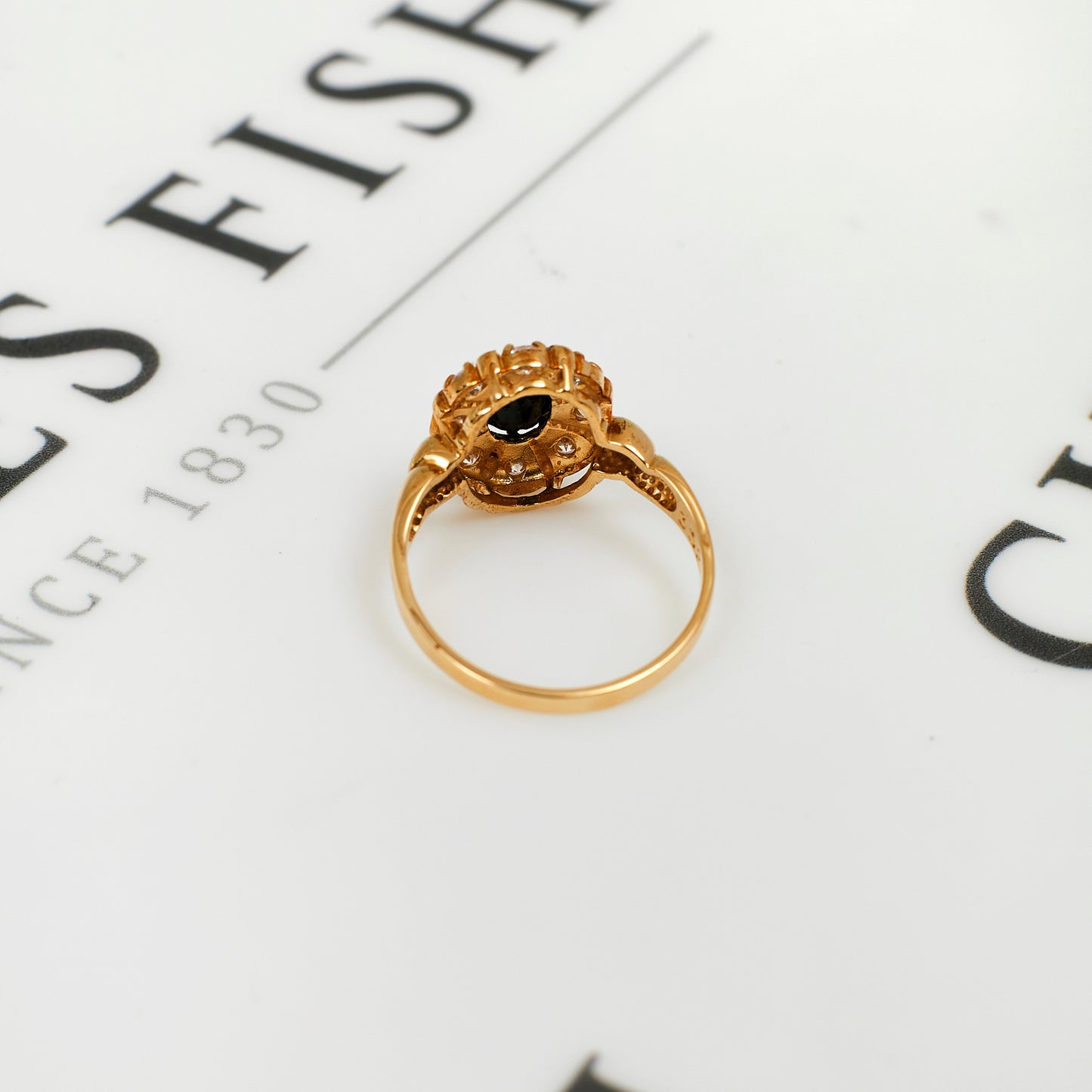 Pre-Owned 9ct Gold Sapphire & CZ Dress Ring