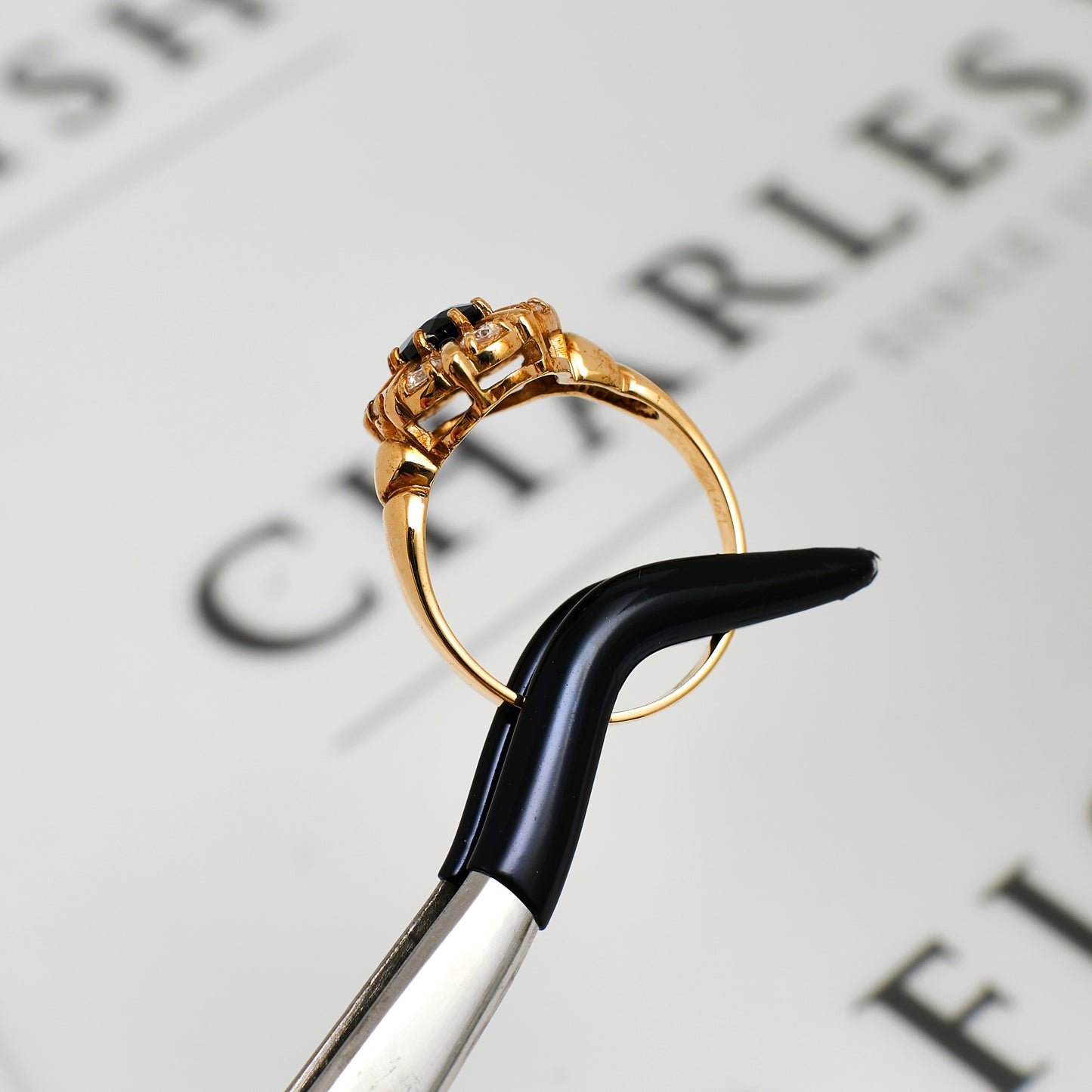 Pre-Owned 9ct Gold Sapphire & CZ Dress Ring