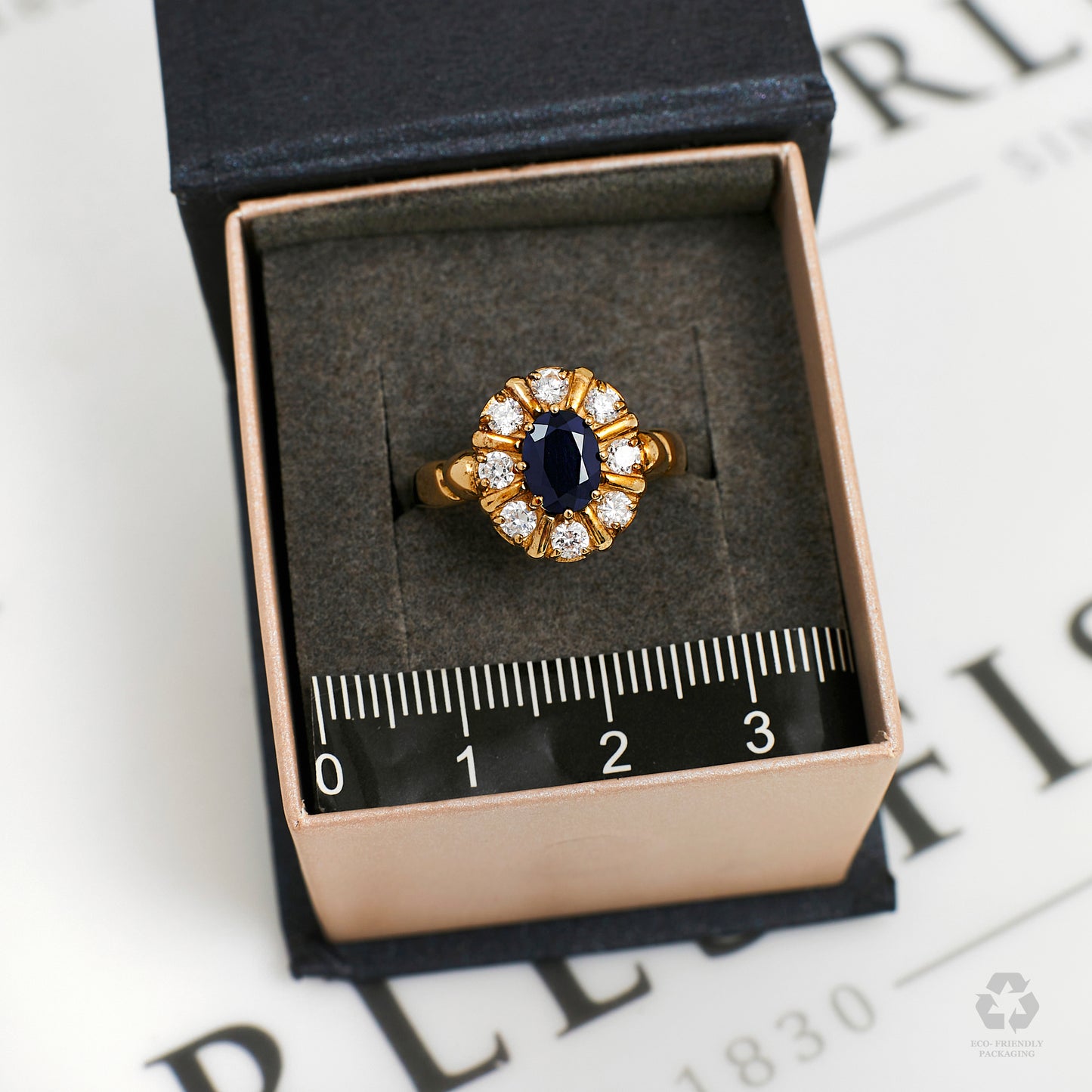 Pre-Owned 9ct Gold Sapphire & CZ Dress Ring