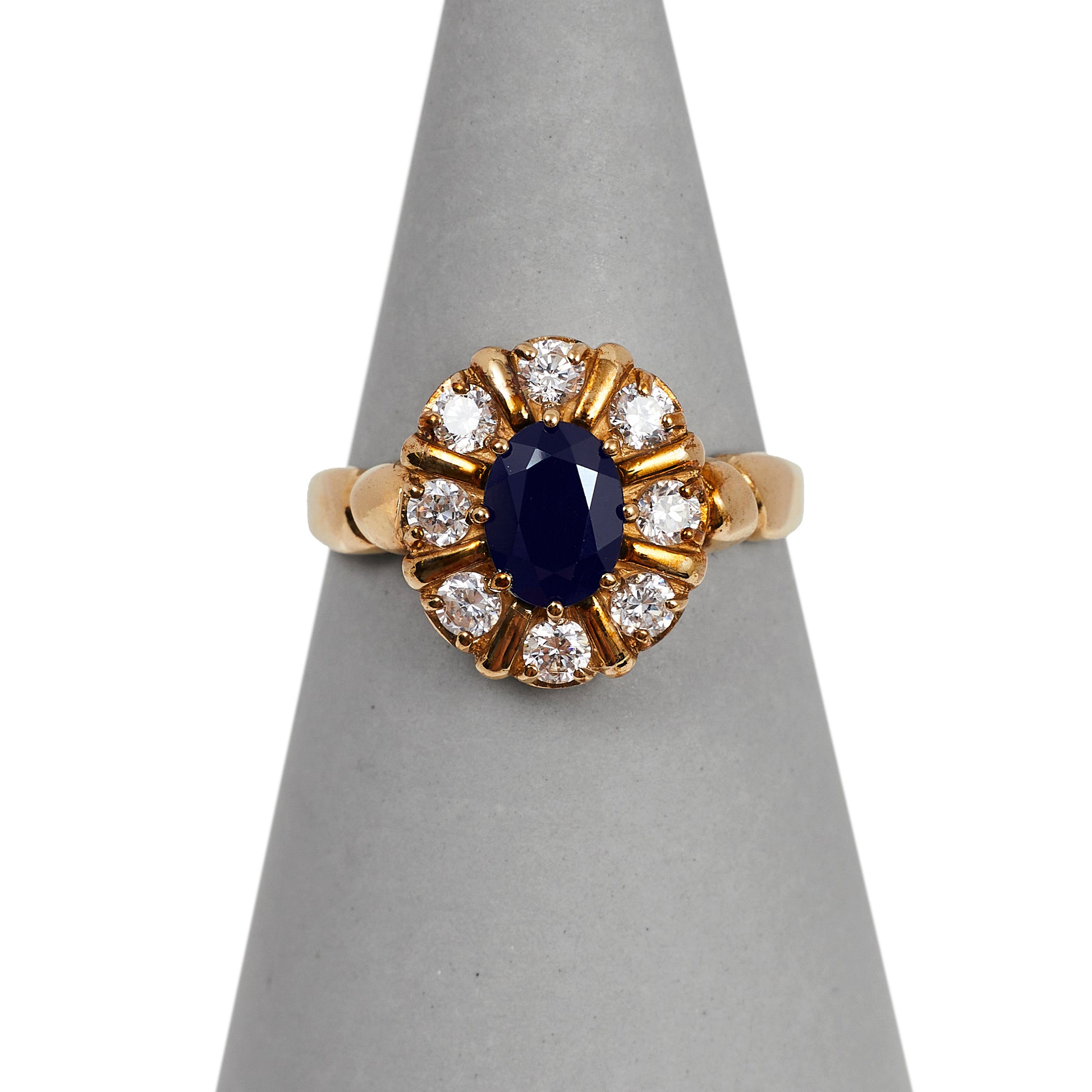 Pre-Owned 9ct Gold Sapphire & CZ Dress Ring