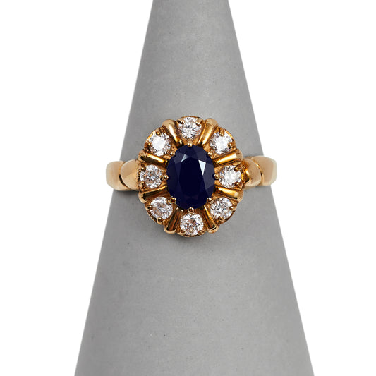 Pre-Owned 9ct Gold Sapphire & CZ Dress Ring