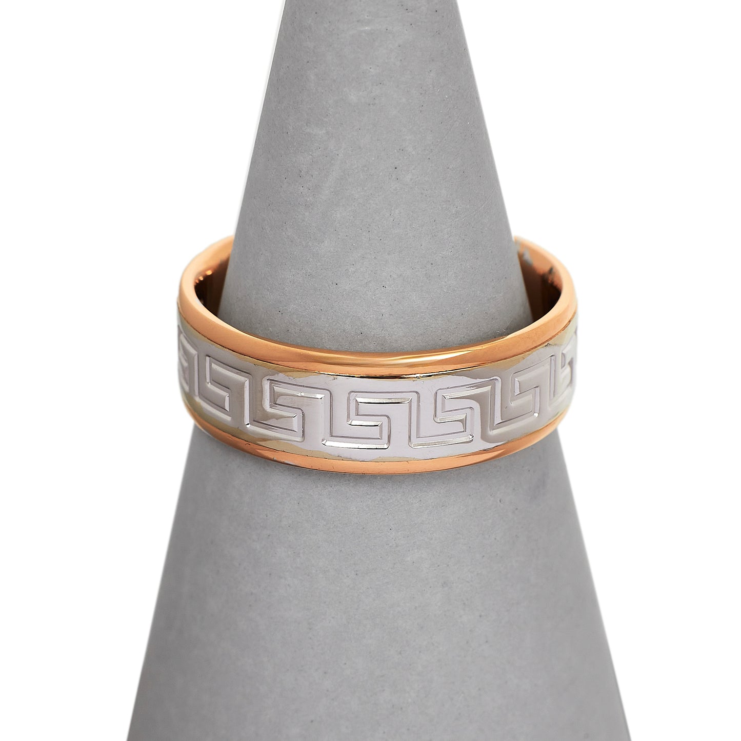 Pre-Owned 14ct White & Rose Gold Greek Key Ring
