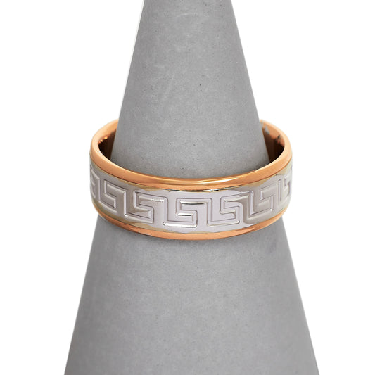 Pre-Owned 14ct White & Rose Gold Greek Key Ring