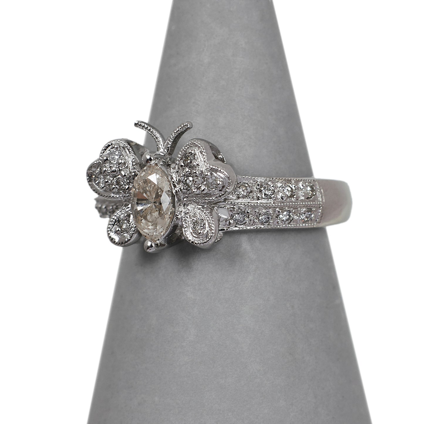 Pre-Owned 14ct White Gold & Diamond Butterfly Ring