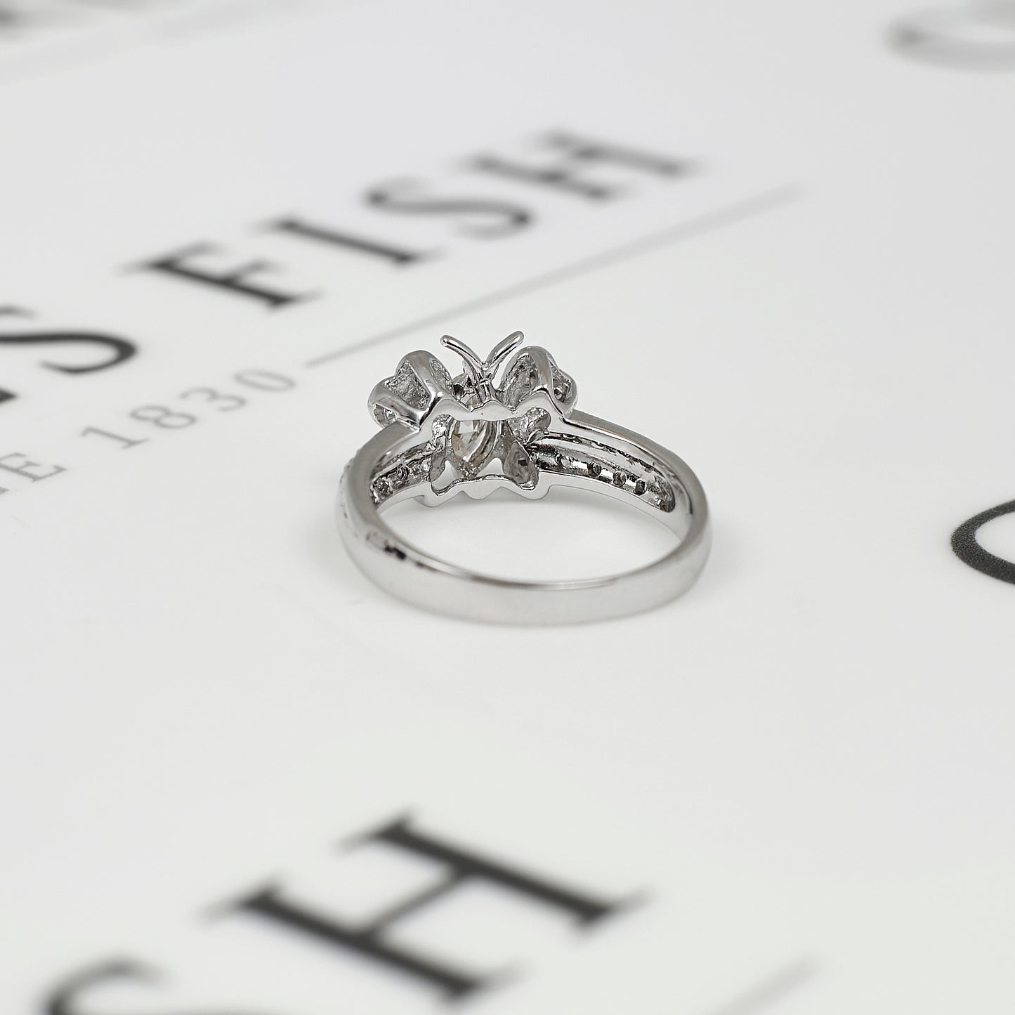 Pre-Owned 14ct White Gold & Diamond Butterfly Ring