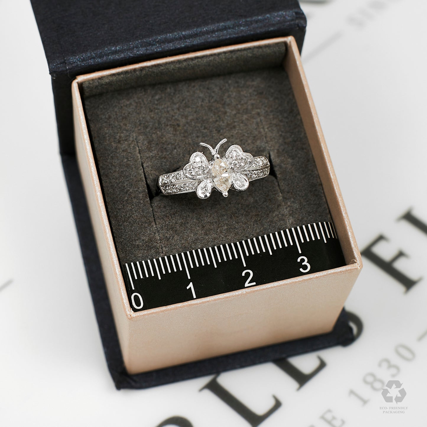 Pre-Owned 14ct White Gold & Diamond Butterfly Ring