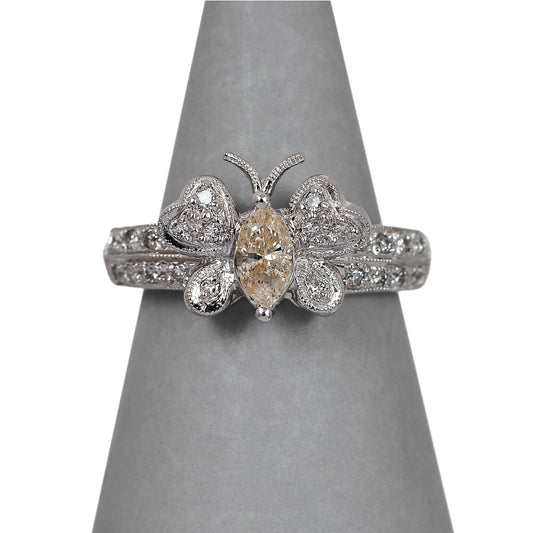 Pre-Owned 14ct White Gold & Diamond Butterfly Ring