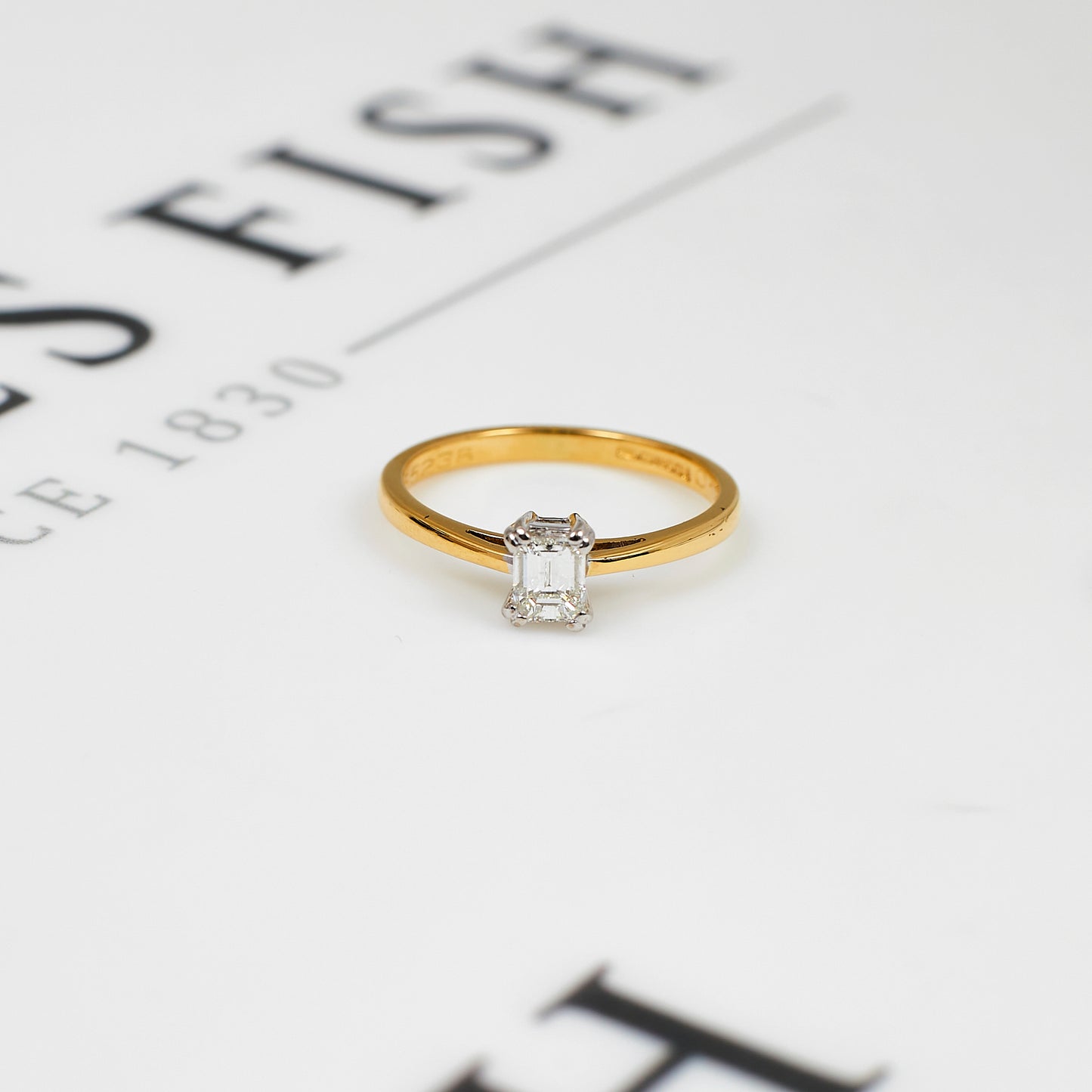 Pre-Owned 18ct Gold Emerald Cut Solitaire Diamond Ring