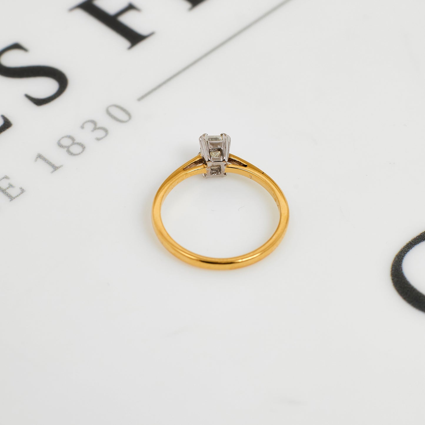 Pre-Owned 18ct Gold Emerald Cut Solitaire Diamond Ring