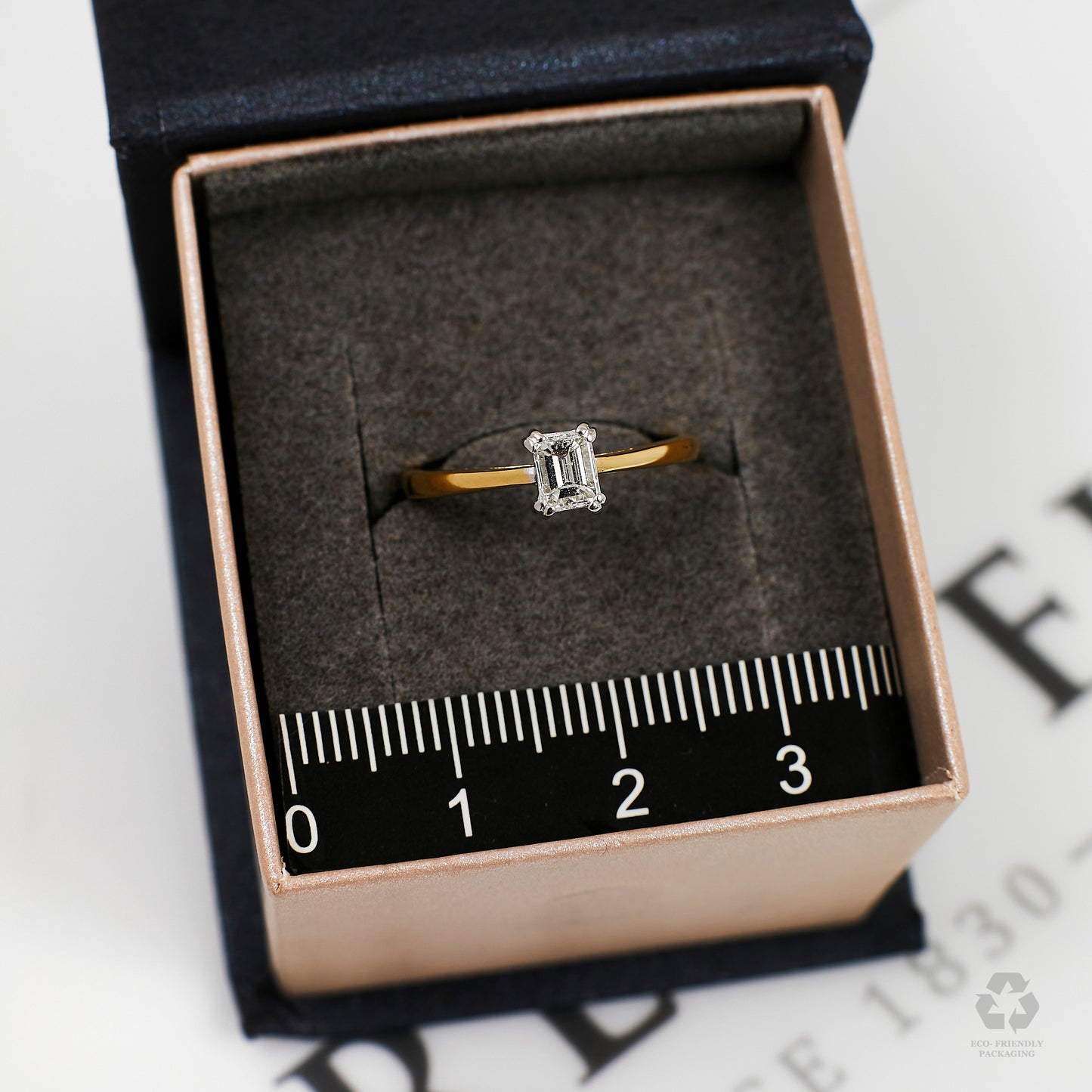 Pre-Owned 18ct Gold Emerald Cut Solitaire Diamond Ring