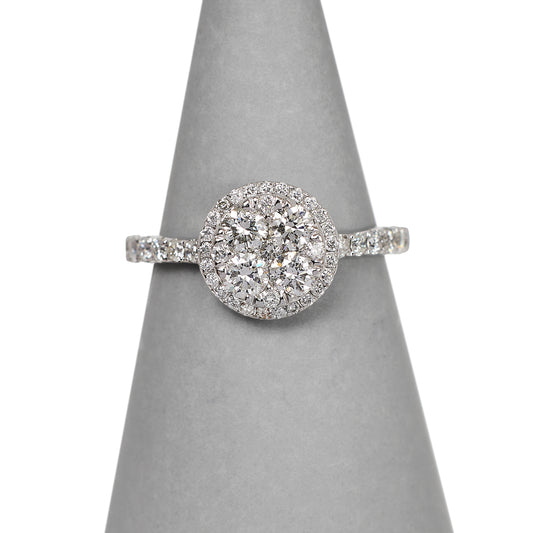 Pre-Owned 18ct White Gold Diamond Cluster Engagement Ring