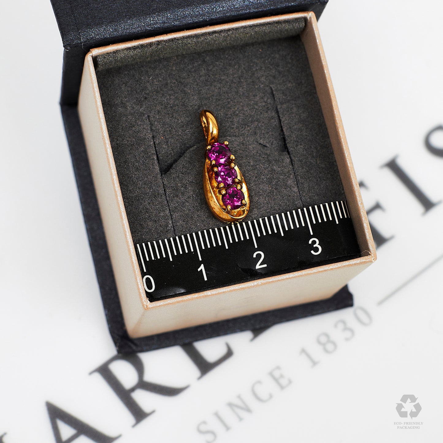 Pre-Owned 9ct Gold Rhodolite Garnet Trinity Pendant