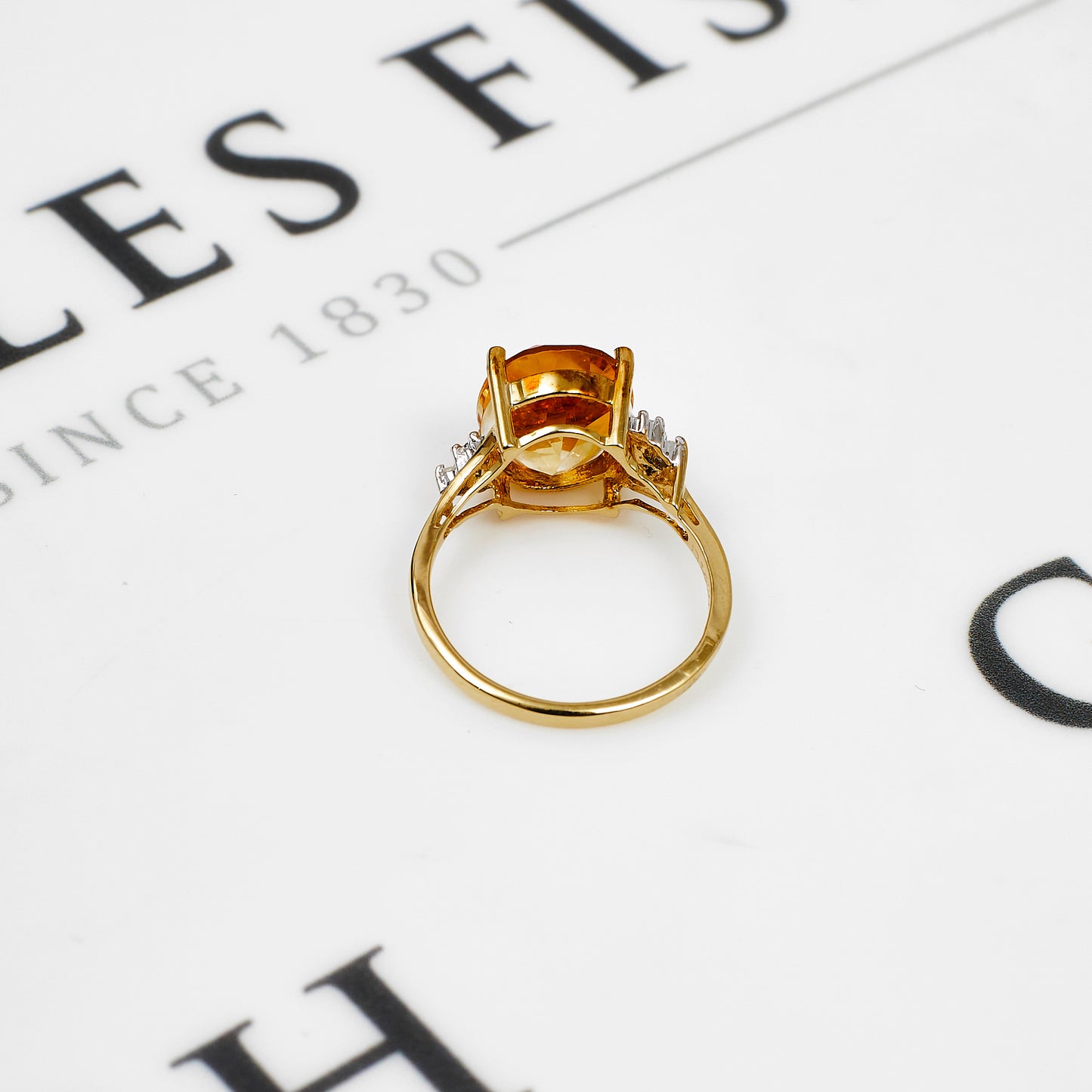 Pre-Owned 9ct Gold Citrine & Diamond Dress Ring