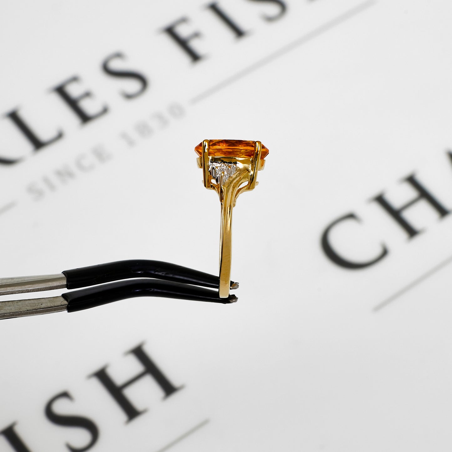 Pre-Owned 9ct Gold Citrine & Diamond Dress Ring