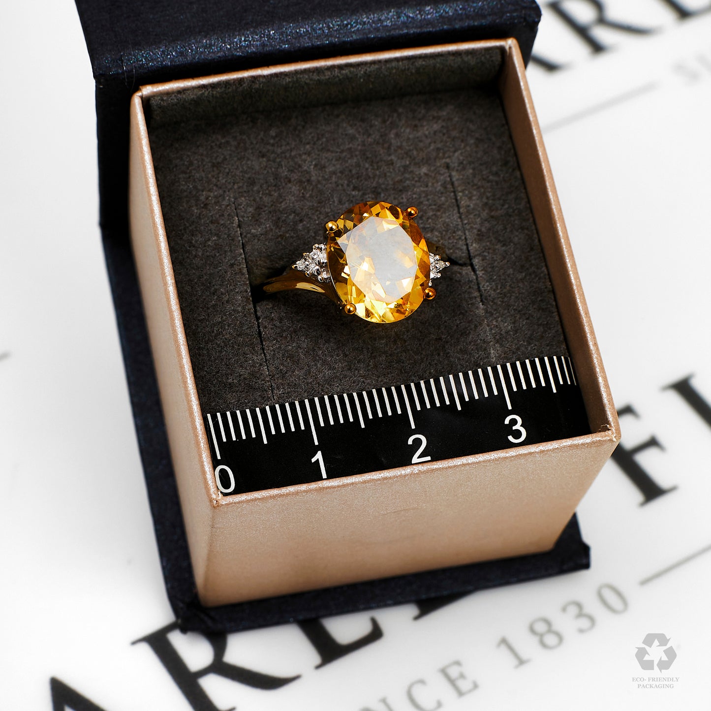 Pre-Owned 9ct Gold Citrine & Diamond Dress Ring