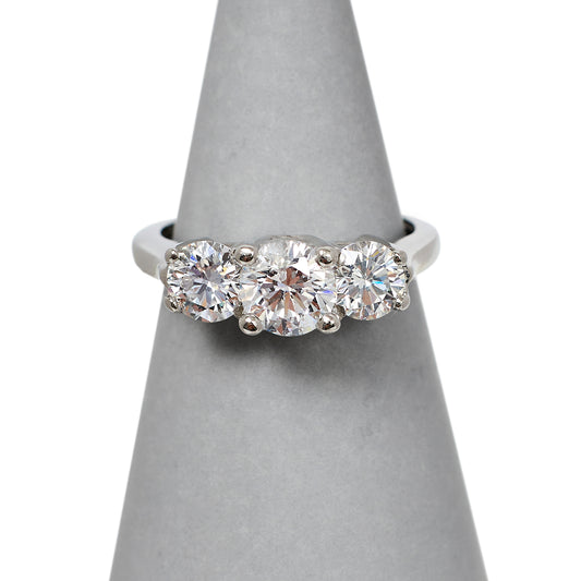 Pre-Owned Platinum Diamond Trinity Ring - Size H.5
