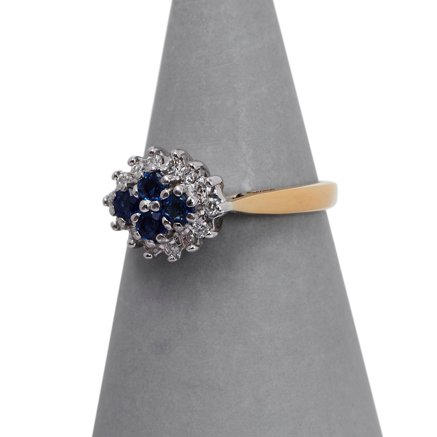 Pre-Owned 9ct Gold Sapphire & Diamond Cluster Ring