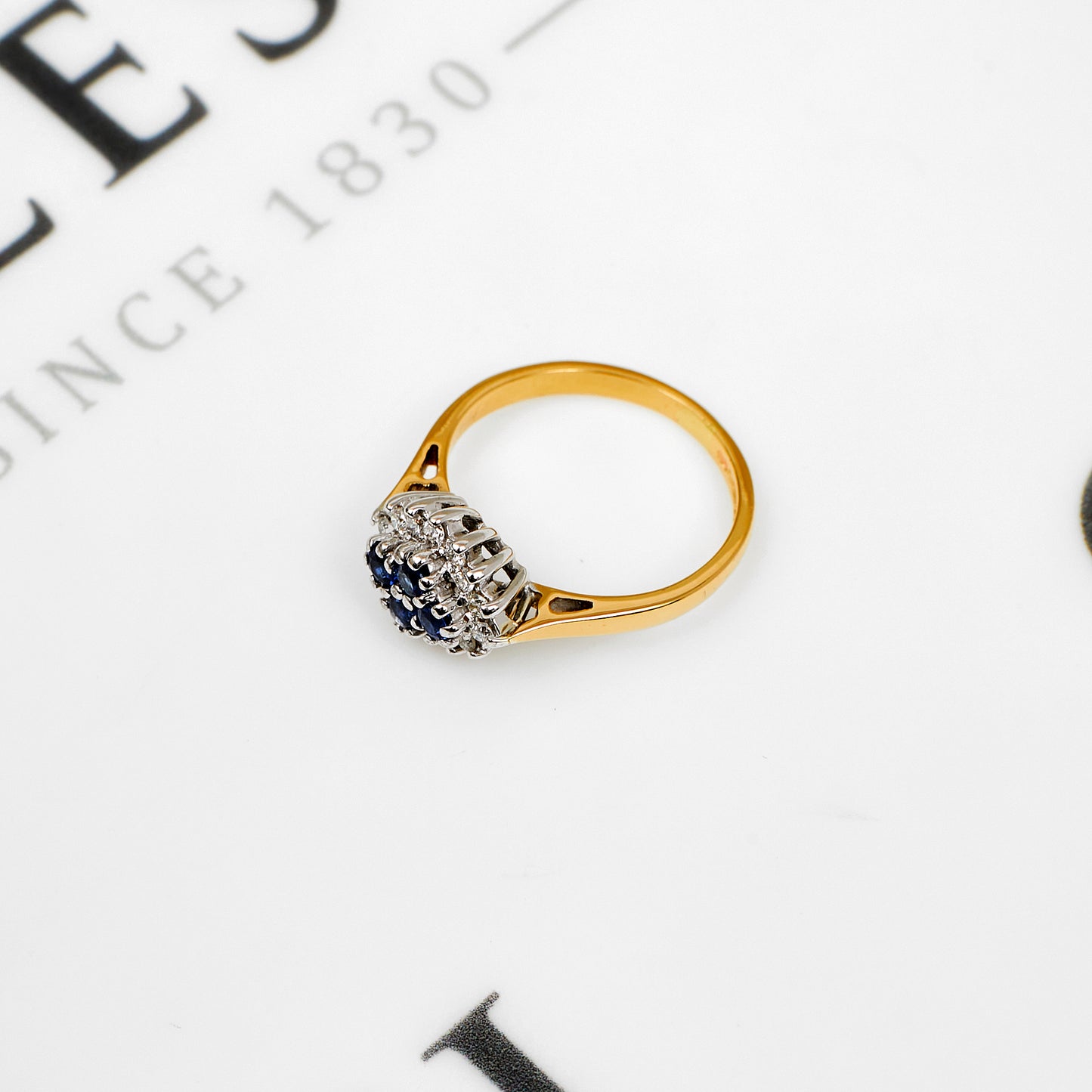 Pre-Owned 9ct Gold Sapphire & Diamond Cluster Ring