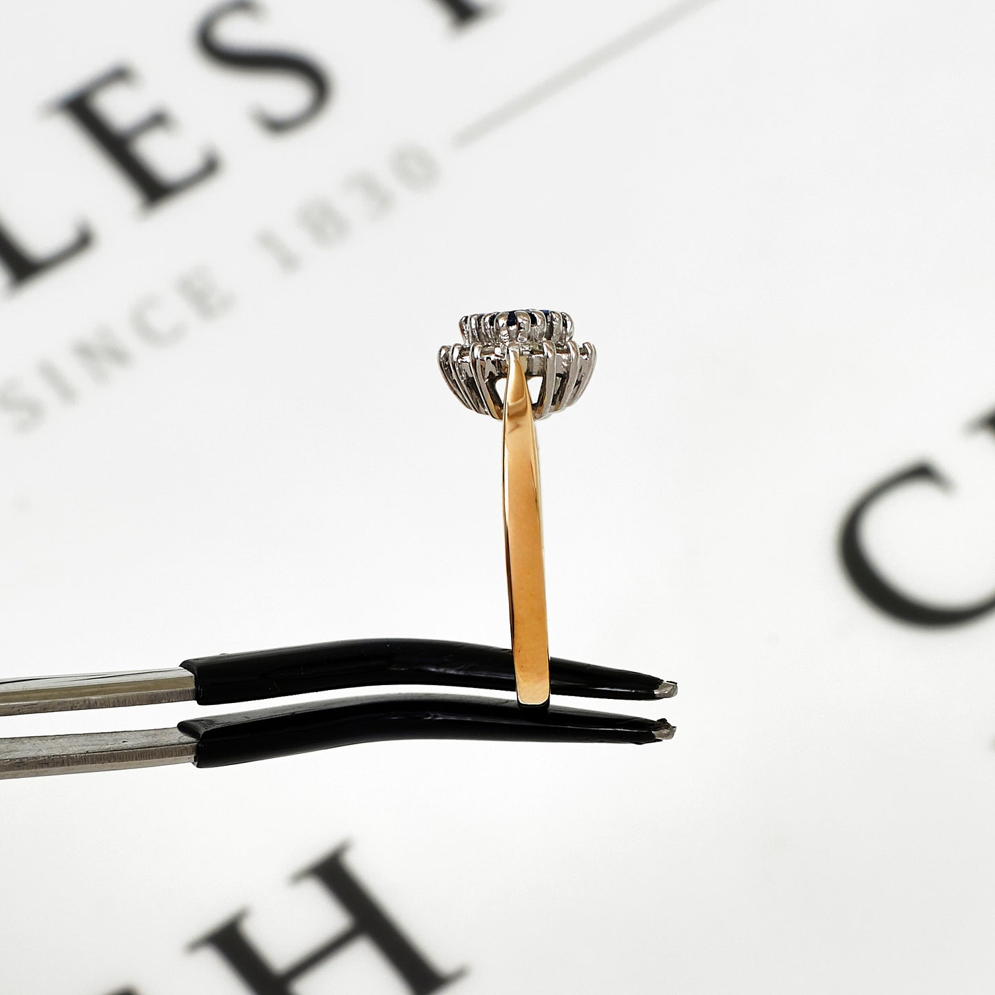 Pre-Owned 9ct Gold Sapphire & Diamond Cluster Ring