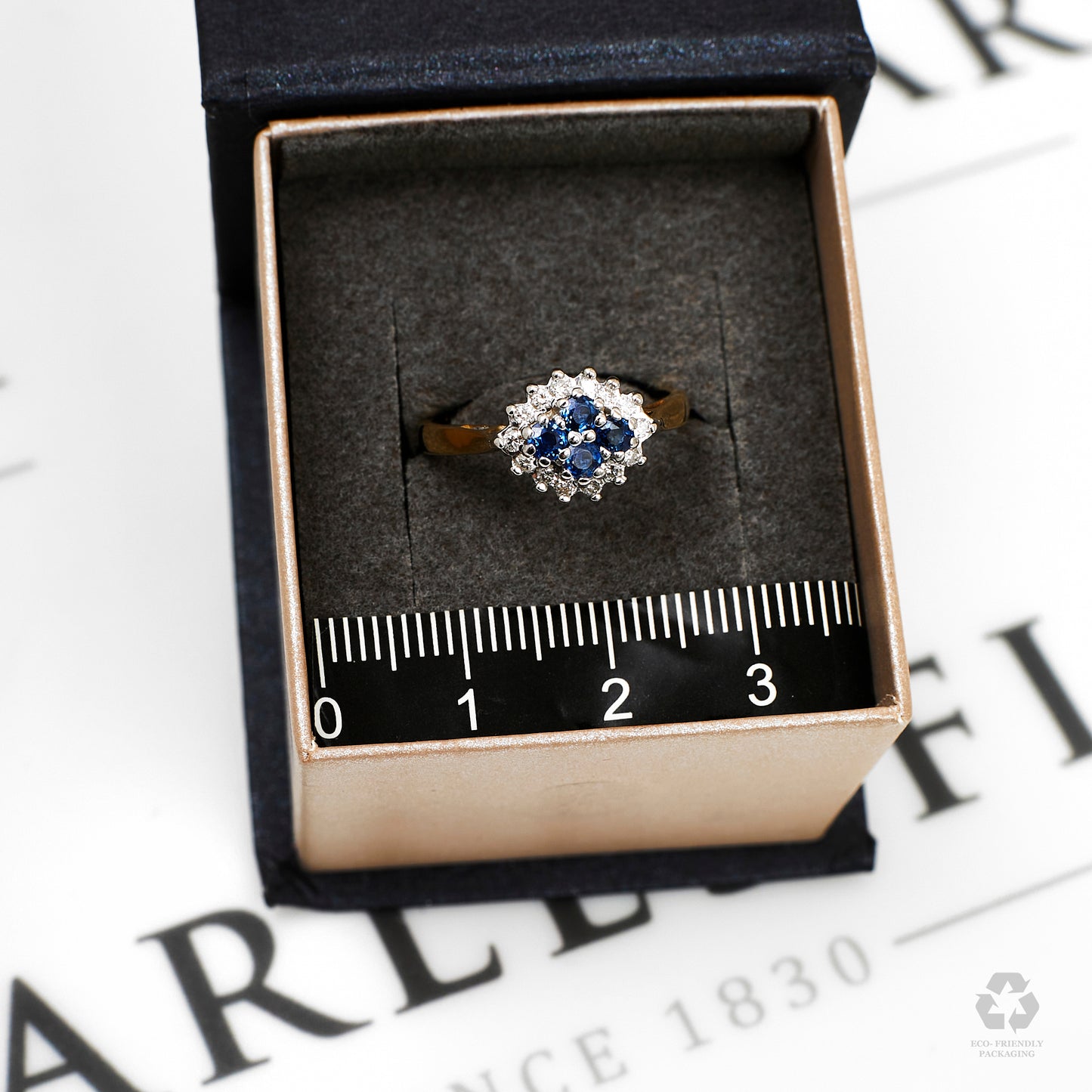 Pre-Owned 9ct Gold Sapphire & Diamond Cluster Ring