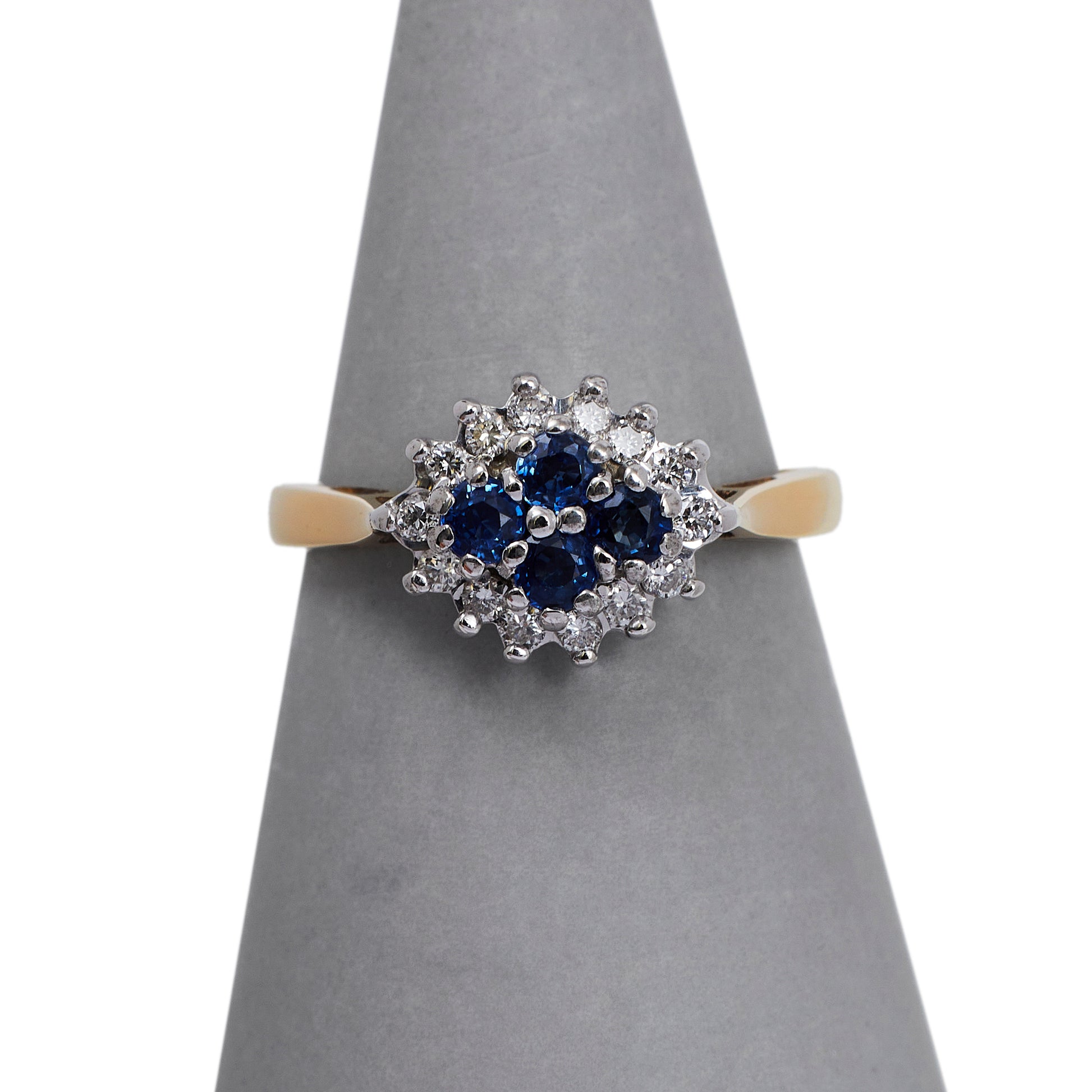 Pre-Owned 9ct Gold Sapphire & Diamond Cluster Ring