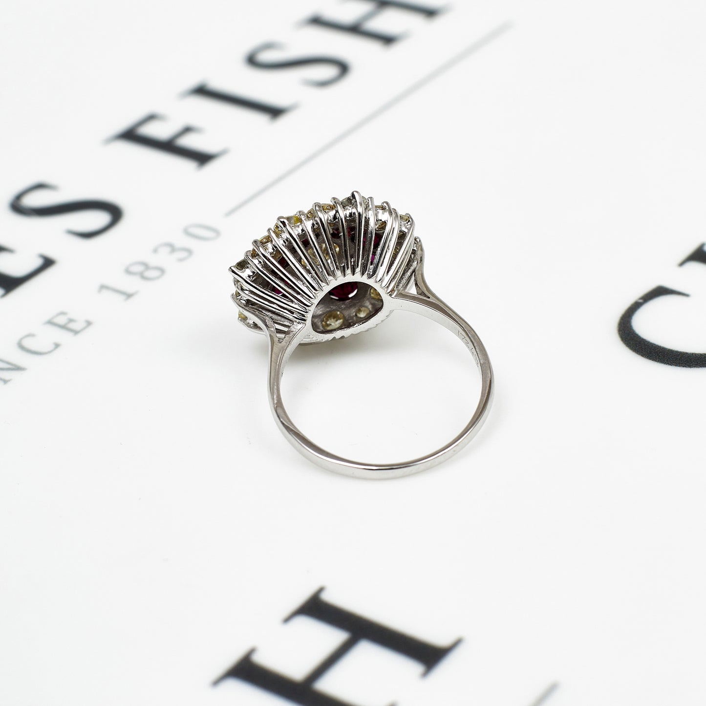 Pre-Owned 18ct White Gold Ruby & Diamond Cluster Ring