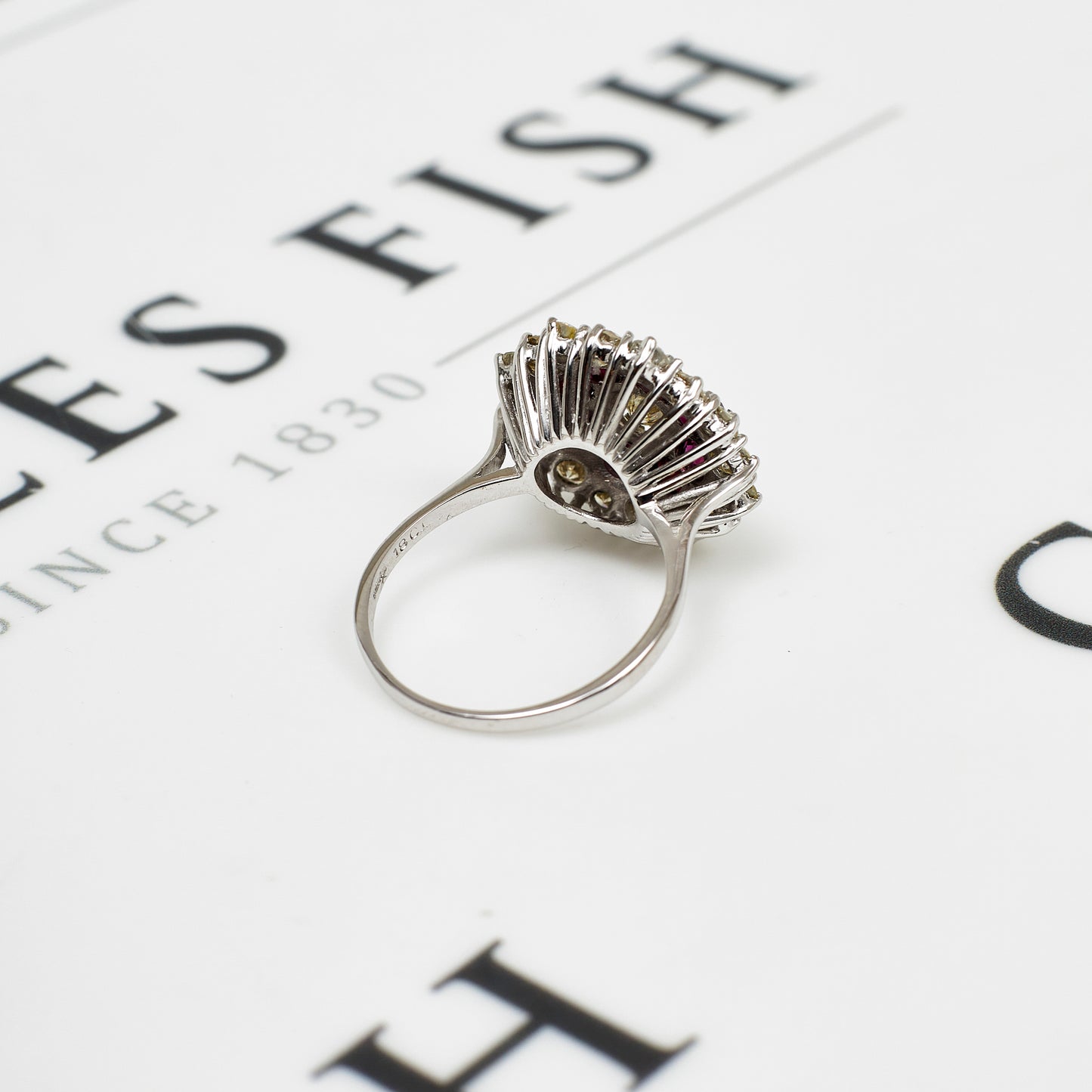 Pre-Owned 18ct White Gold Ruby & Diamond Cluster Ring