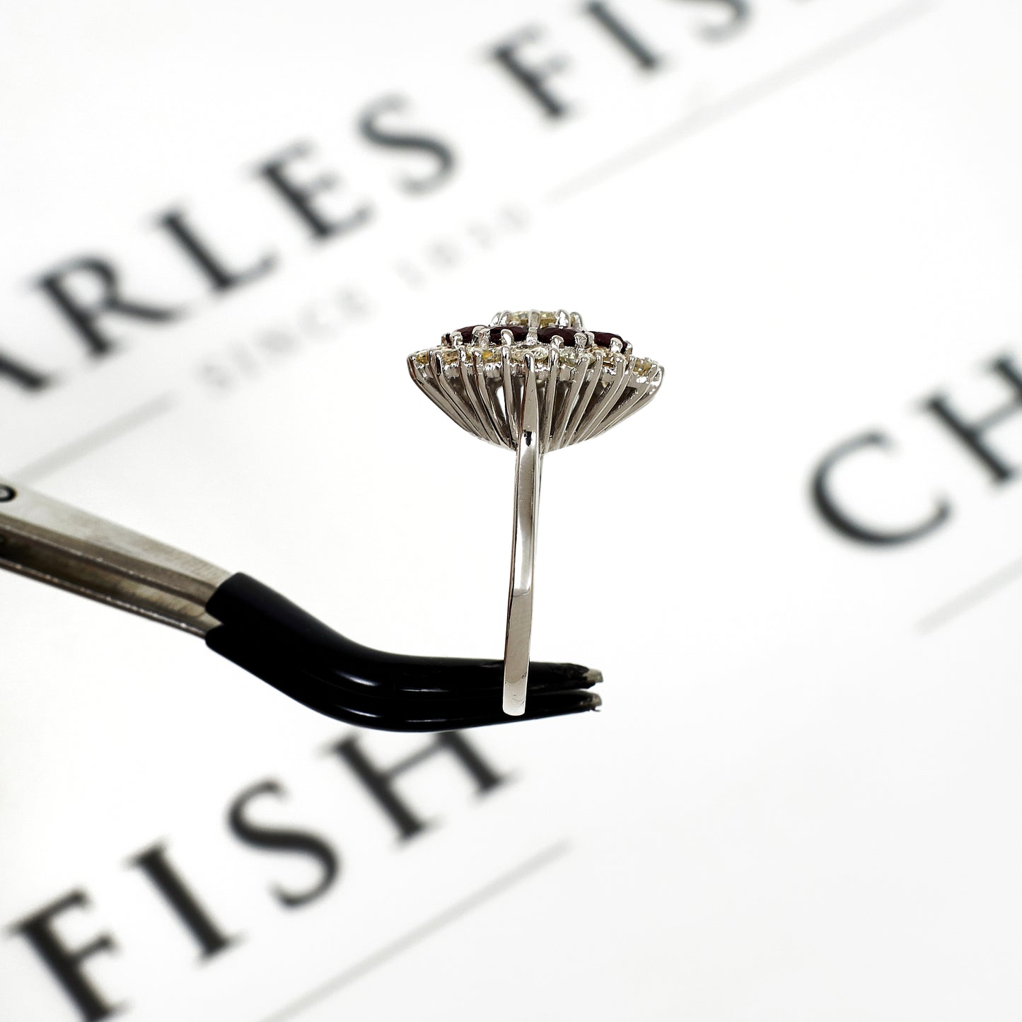 Pre-Owned 18ct White Gold Ruby & Diamond Cluster Ring