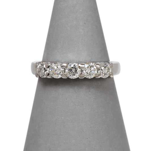 Pre-Owned 14ct White Gold & 5 Diamond Dress Ring Size N
