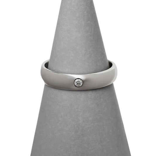 9ct White Gold Single Diamond Band Ring