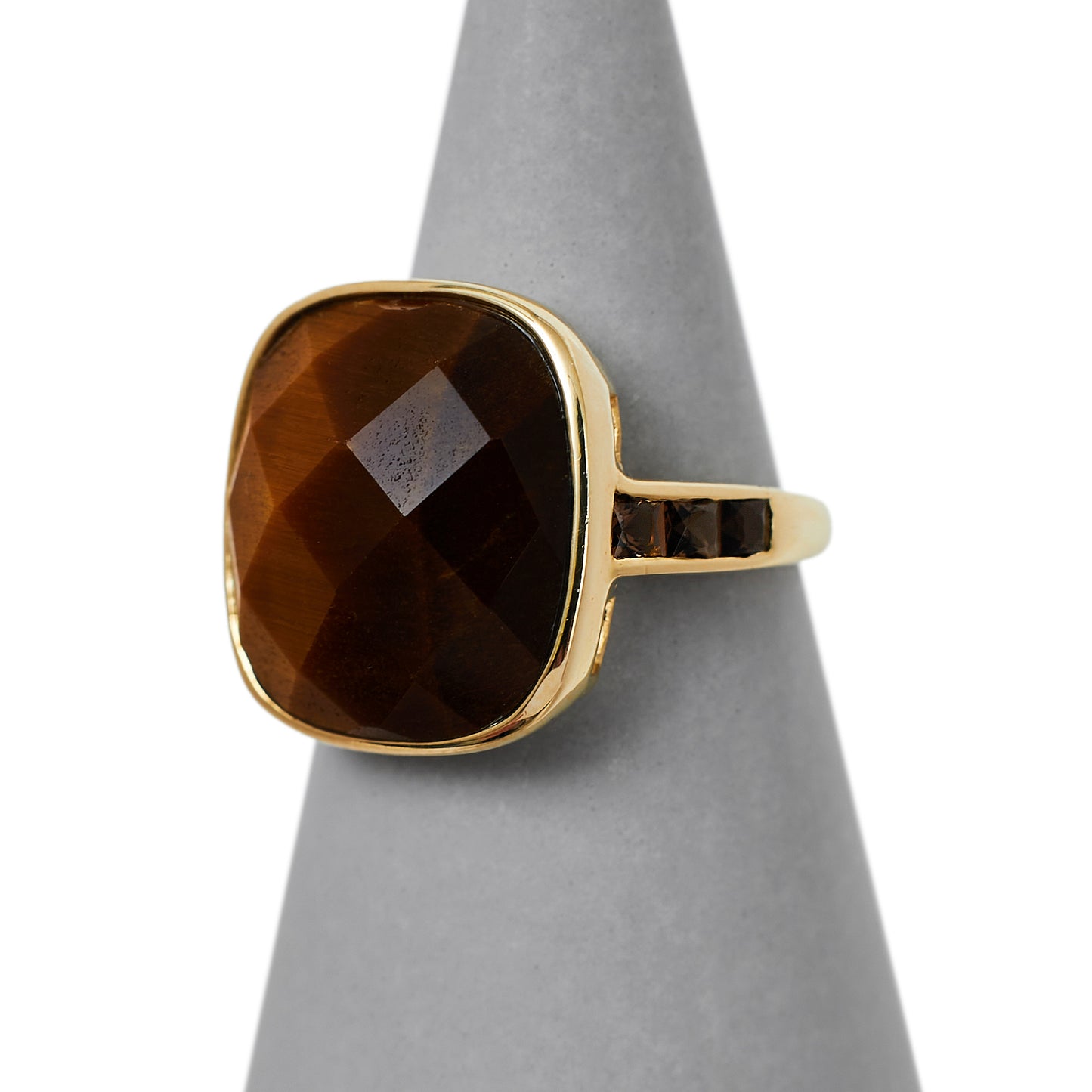 Pre-Owned 9ct Gold Tiger’s Eye & Smokey Quartz Ring