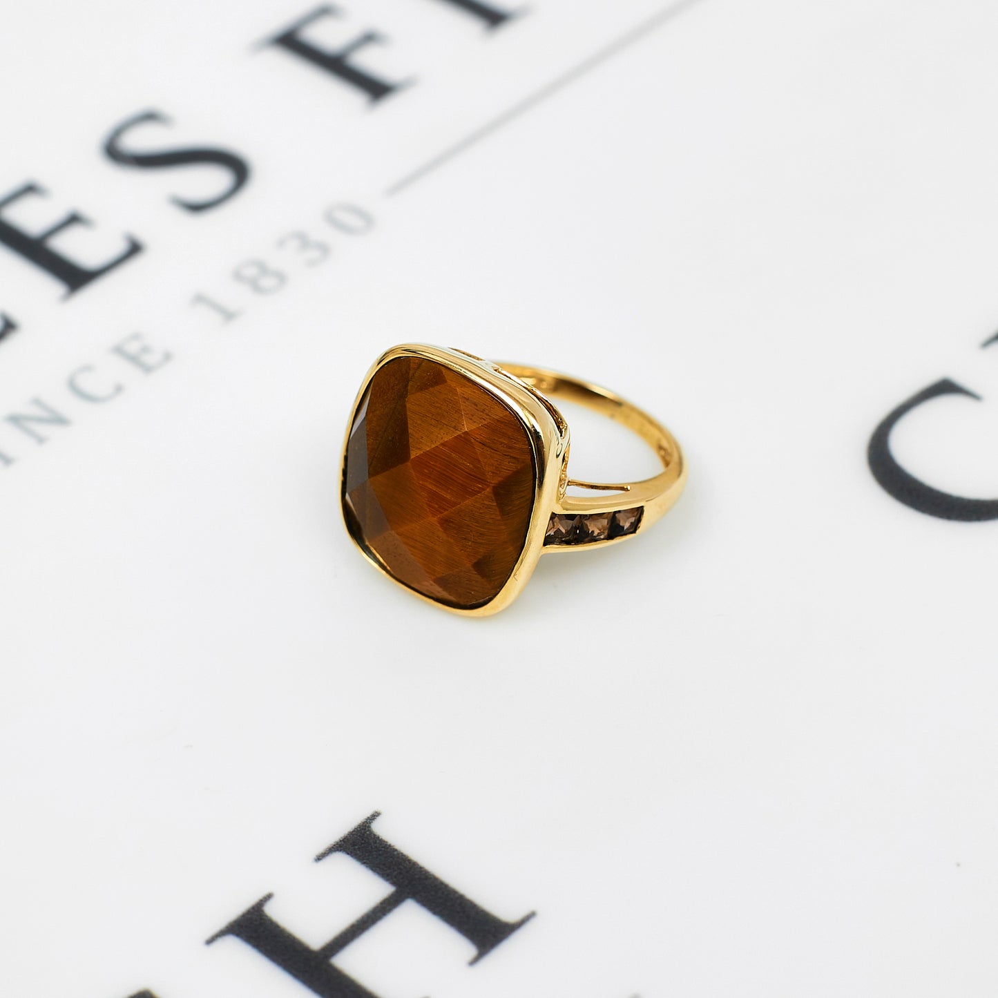 Pre-Owned 9ct Gold Tiger’s Eye & Smokey Quartz Ring