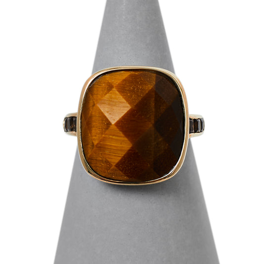 Pre-Owned 9ct Gold Tigerās Eye & Smokey Quartz Ring