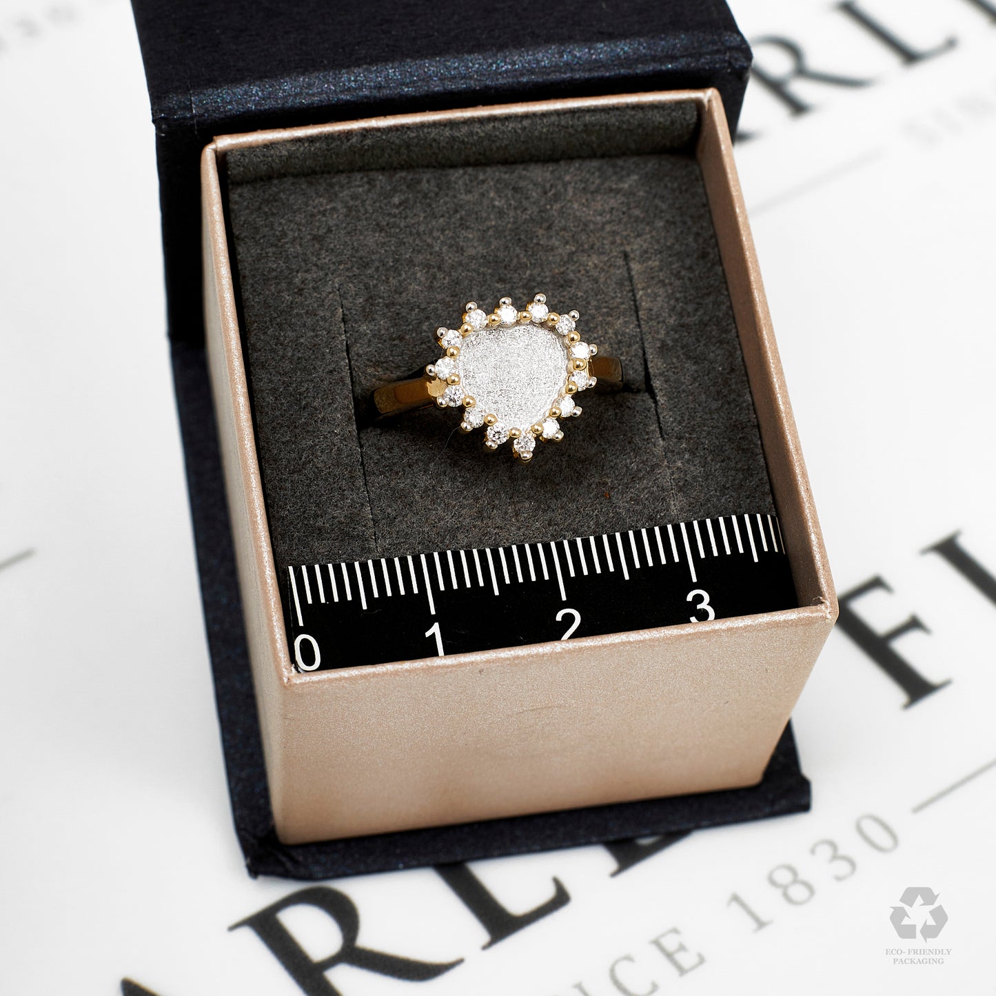 Pre-Owned 9ct Gold Diamond Framed Heart Ring