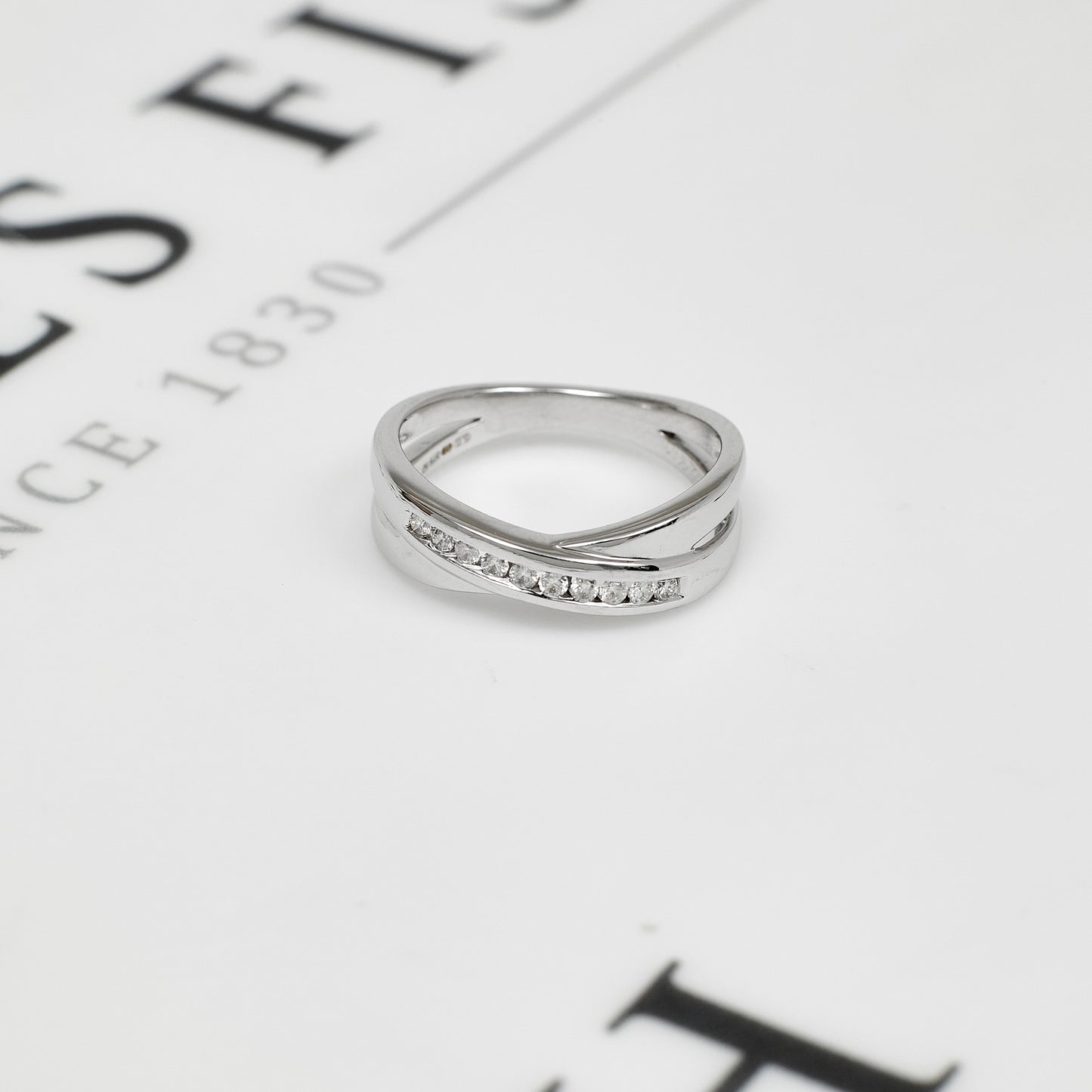 Pre-Owned 9ct White Gold & Diamond Crossover Ring