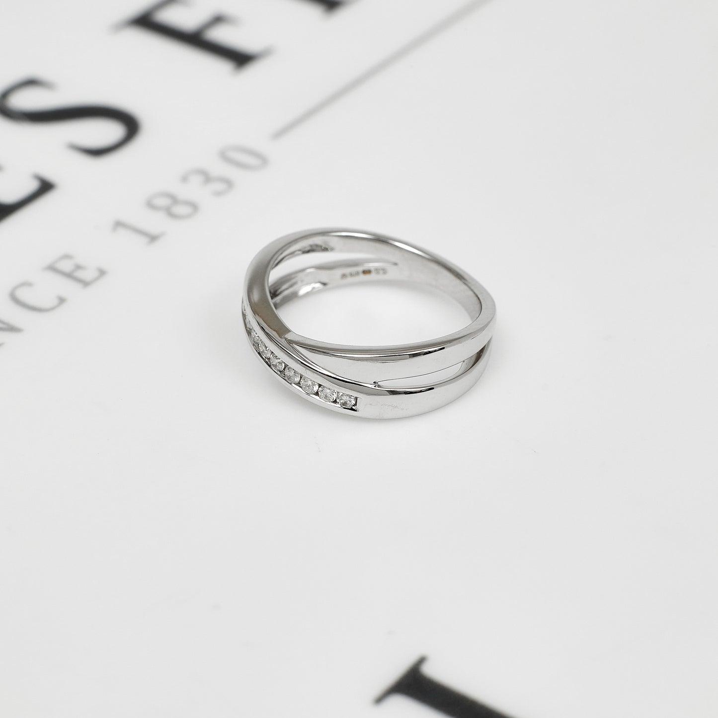 Pre-Owned 9ct White Gold & Diamond Crossover Ring