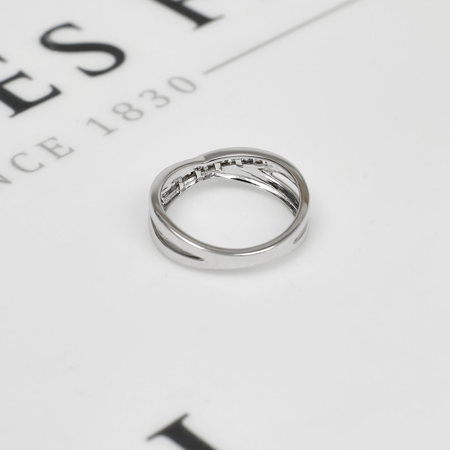 Pre-Owned 9ct White Gold & Diamond Crossover Ring