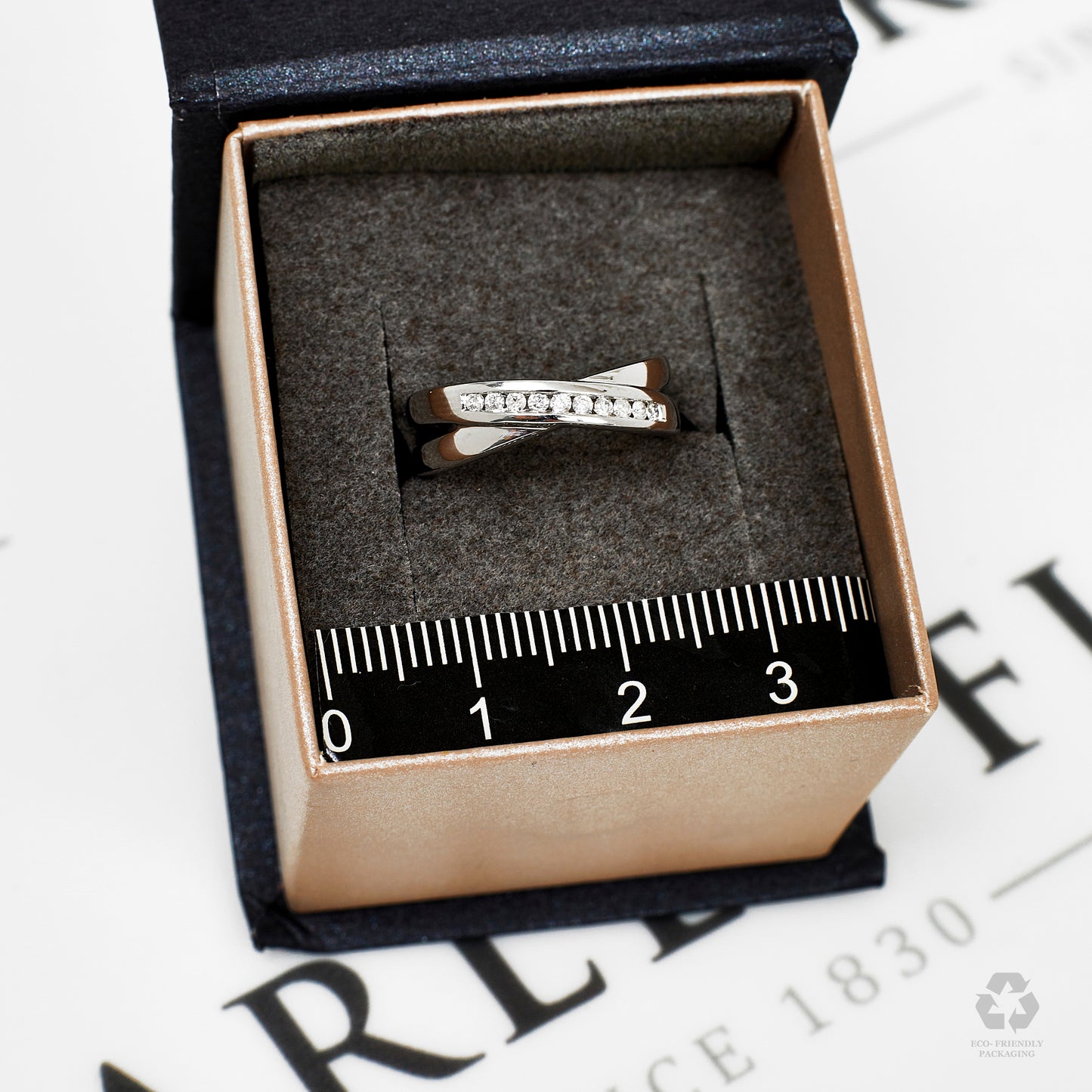 Pre-Owned 9ct White Gold & Diamond Crossover Ring