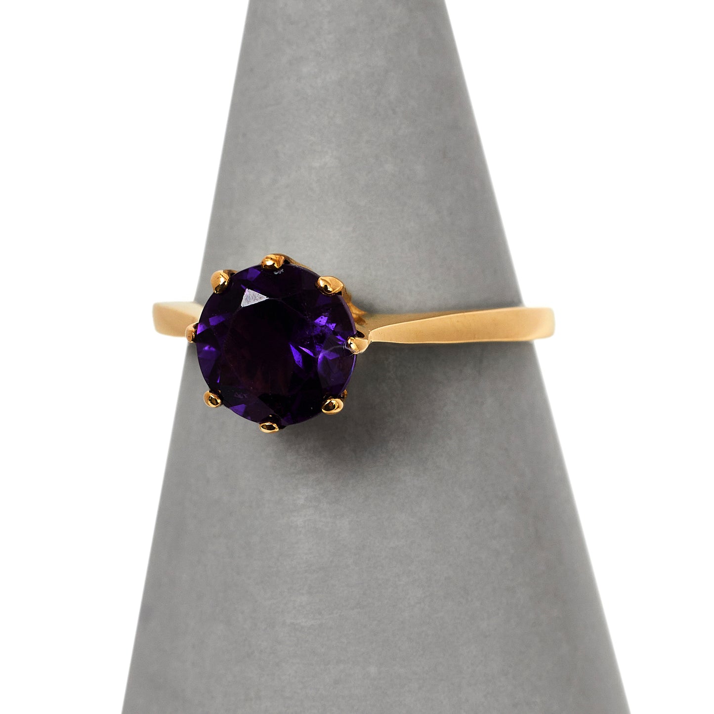 Pre-Owned 9ct Gold Round Amethyst Dress Ring